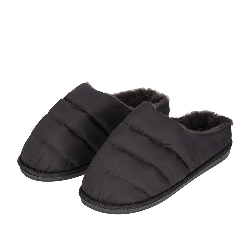 Lage pantoffel puffer dames grijs