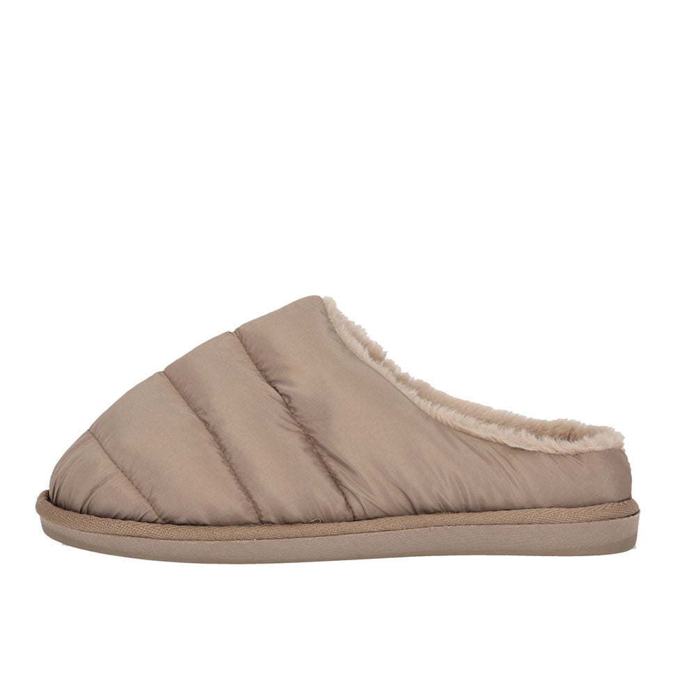 Lage pantoffel puffer dames beige
