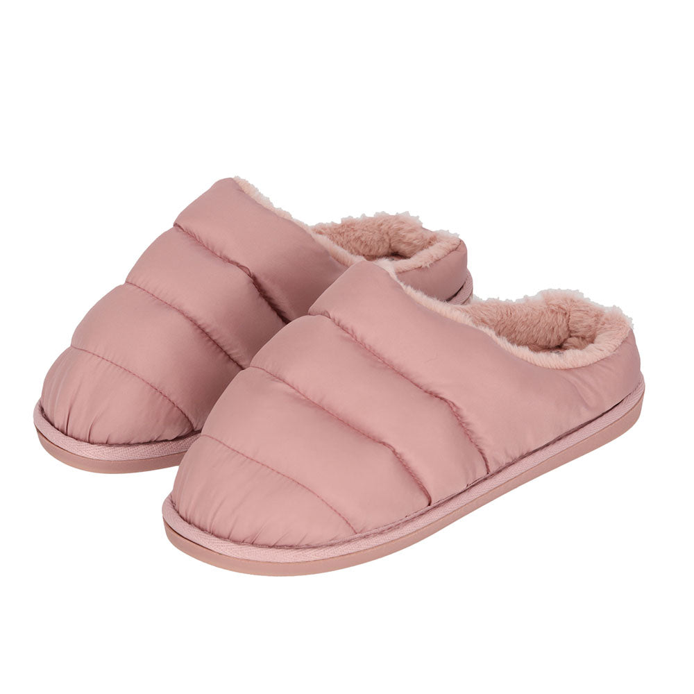 Lage pantoffel puffer dames roze